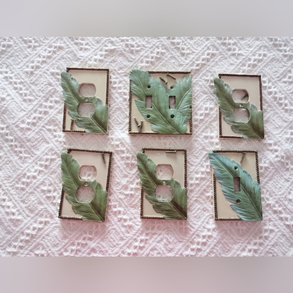 Set of 6 Springmaid Island Design Leaf Switch Plate Covers with Hardware